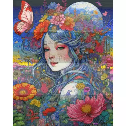 pixelhobby Collection rêveries - La jeune fille aux fleurs